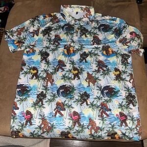 Colorful Bigfoot Print Polo Shirt
